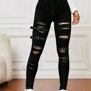 Stylish Black Ripped Women Jeans